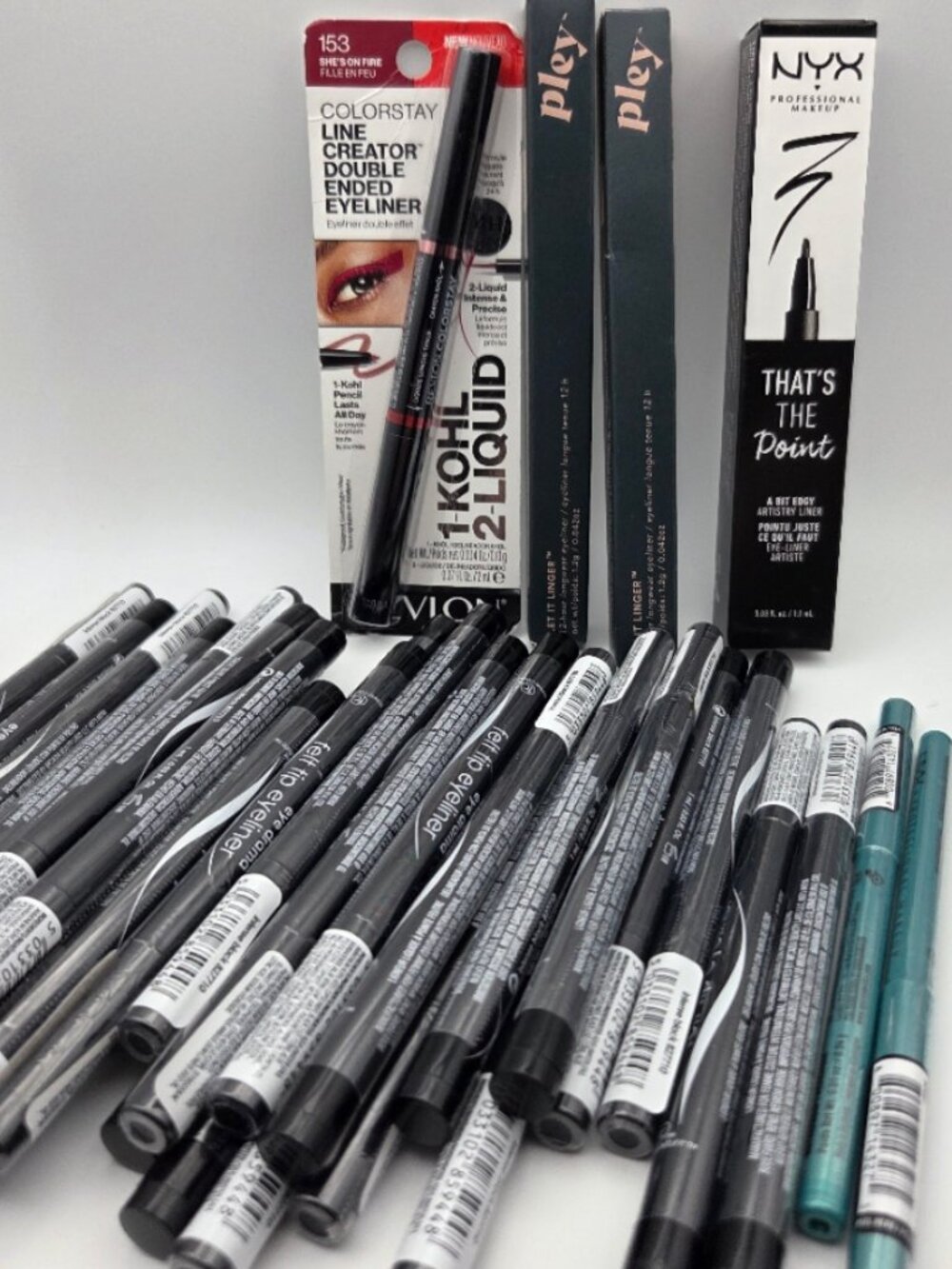 36 Piece Eyeliner Bundle: NYX, Femme Couture, Pley, Revlon - NIB/Sealed